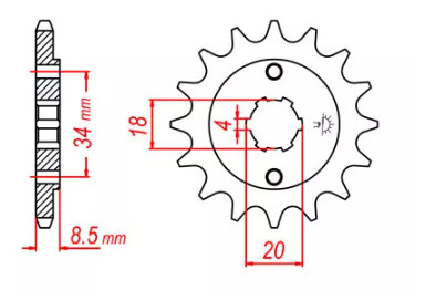 JT ZĘBATKA PRZEDNIA F287-13, 13Z, ROZMIAR 520/726 0095