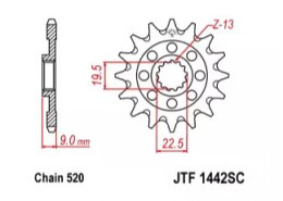 ZĘBATKA PRZEDNIA JT F1442-13SC, 13Z- 520/7260018