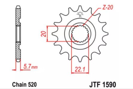 ZĘBATKA PRZEDNIA JT F1590-12, 12Z- 520/7261373