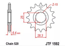 ZĘBATKA PRZEDNIA JT F1592-13, 13Z-520/2201587