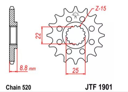 ZĘBATKA PRZEDNIA JT F1901-12, 12Z-520/7261563