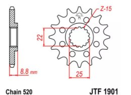 ZĘBATKA PRZEDNIA JT F1901-13 SC, 13Z- 520/7260805