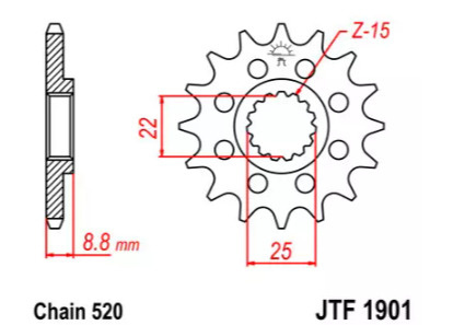 ZĘBATKA PRZEDNIA JT F1901-14 SC, 14Z-520/7260821