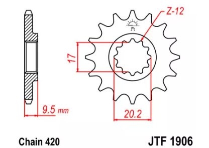 ZĘBATKA PRZEDNIA JT F1906-14, 14Z-420