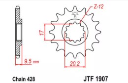 ZĘBATKA PRZEDNIA JT F1907-14, 14Z-428/7261753