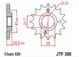 ZĘBATKA PRZEDNIA JT F308.15, 15Z, ROZMIAR 520/7260169