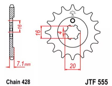 ZĘBATKA PRZEDNIA JT F555-13, 13Z-428/726 4401