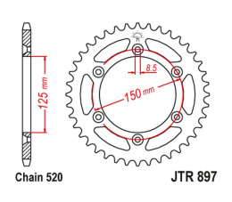 JT ZĘBATKA TYLNA 899 53 KTM EXC/SX/EXC-F 200/250/300/400/450/530 (89953JT) (ŁAŃC. 520)