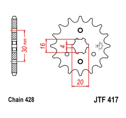 Zębatka przednia JT F417-13, 13Z, rozmiar 428