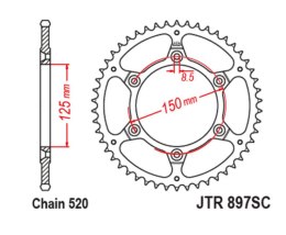 Zębatka tylna stalowa JT R897-48, 48Z, rozmiar 520