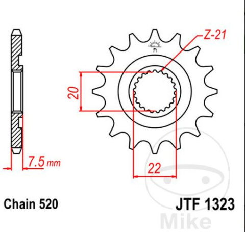 JT ZĘBATKA PRZEDNIA 2120 12 HONDA CR 125R '04-'07, CRF