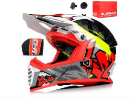 Kask motocyklowy enduro LS2 MX437 FAST EVO CRUSHER BLACK RED XL - AK4043734326