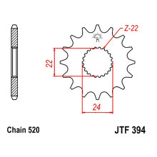 Zębatka przednia JT F394-14, 14Z, rozmiar 520