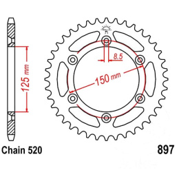 Zębatka tylna stalowa JT R897-41, 41Z, rozmiar 520