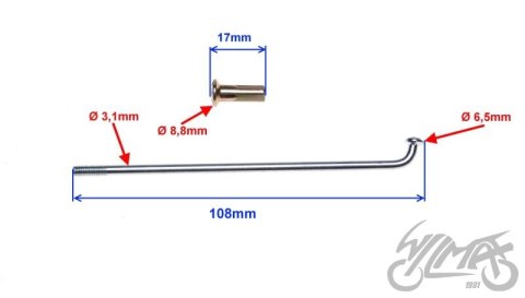 Szprycha koła tył Romet Via City 105 mm